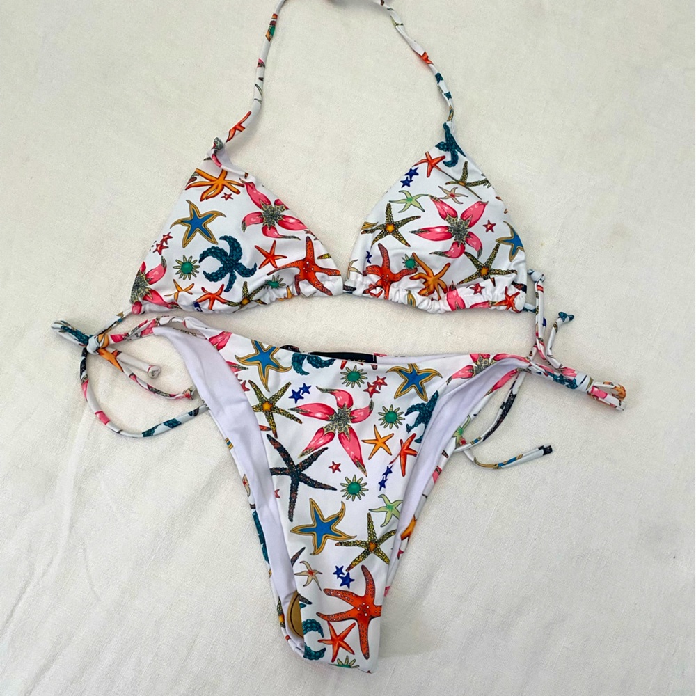 White Star Fish Print Bikini